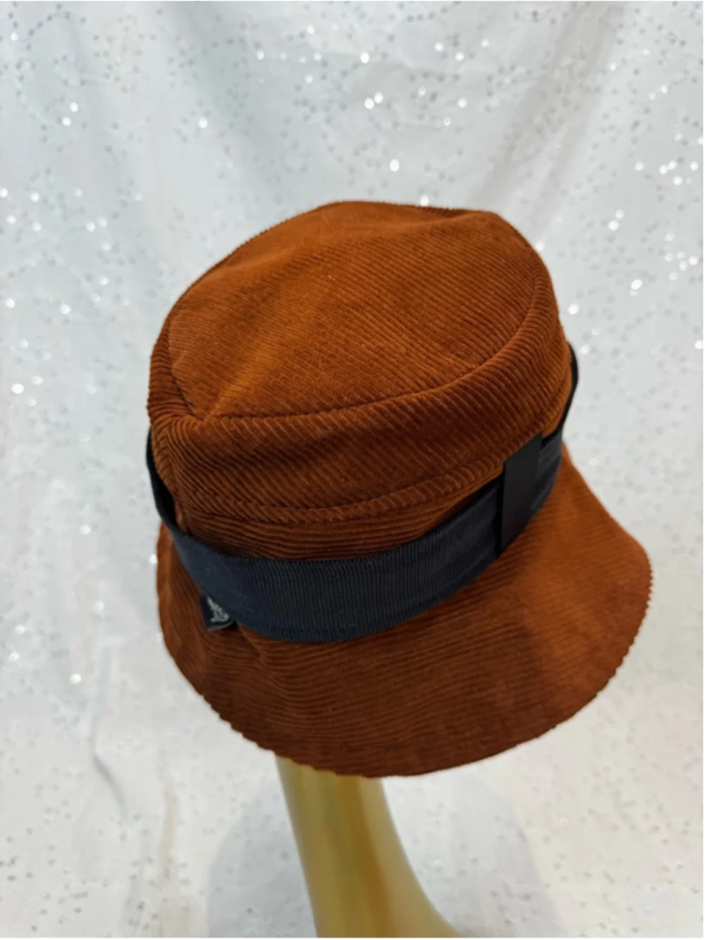 Madcap Rust Corduroy Bucket Hat Black Trim Wide Brim Hat